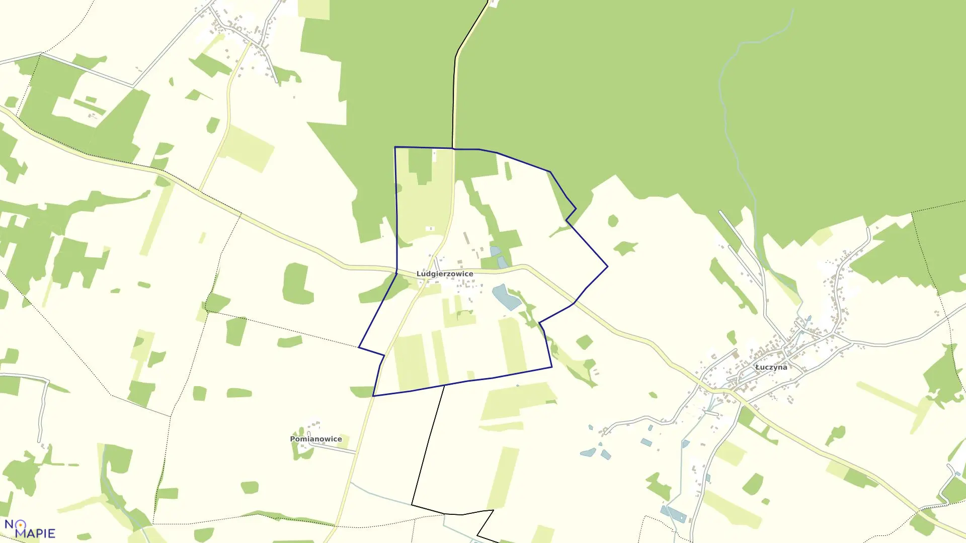 Mapa obrębu LUDGIERZOWICE w gminie Zawonia